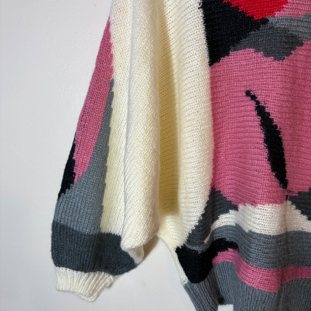 Vintage 80s Eddie Dassin Abstract Graphic Knit Sweater Size Large Deadstock‎ - Picture 4 of 8